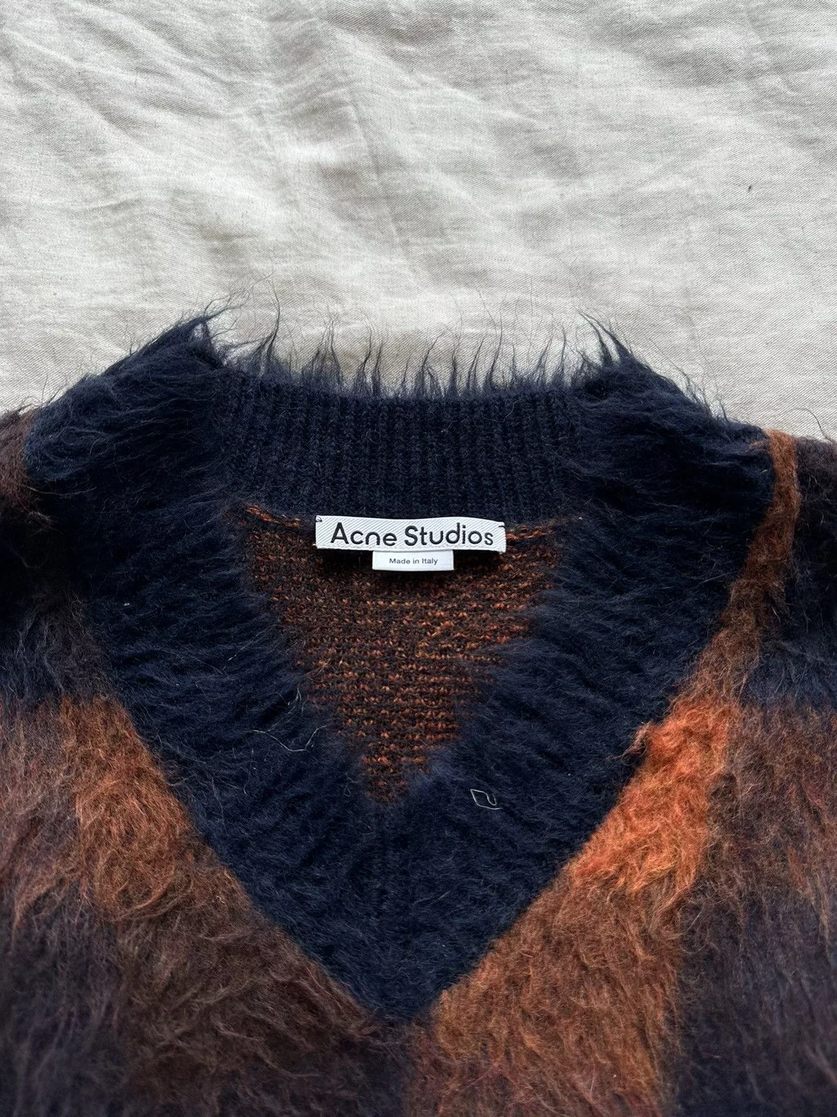 Acne Studios Sweaters Acne Studios Plaid Mohair Sweater Blue