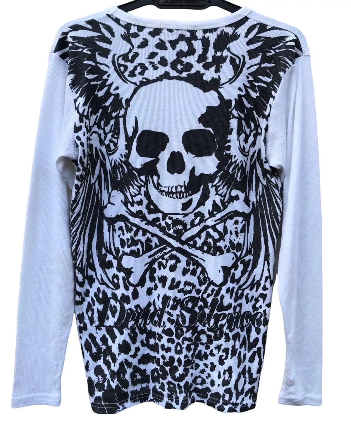 Seditionaries Long Sleeve T Shirts Seditionaries × Vintage 💀Defective Struct Skull Full Print Pleated Long Sleeve White