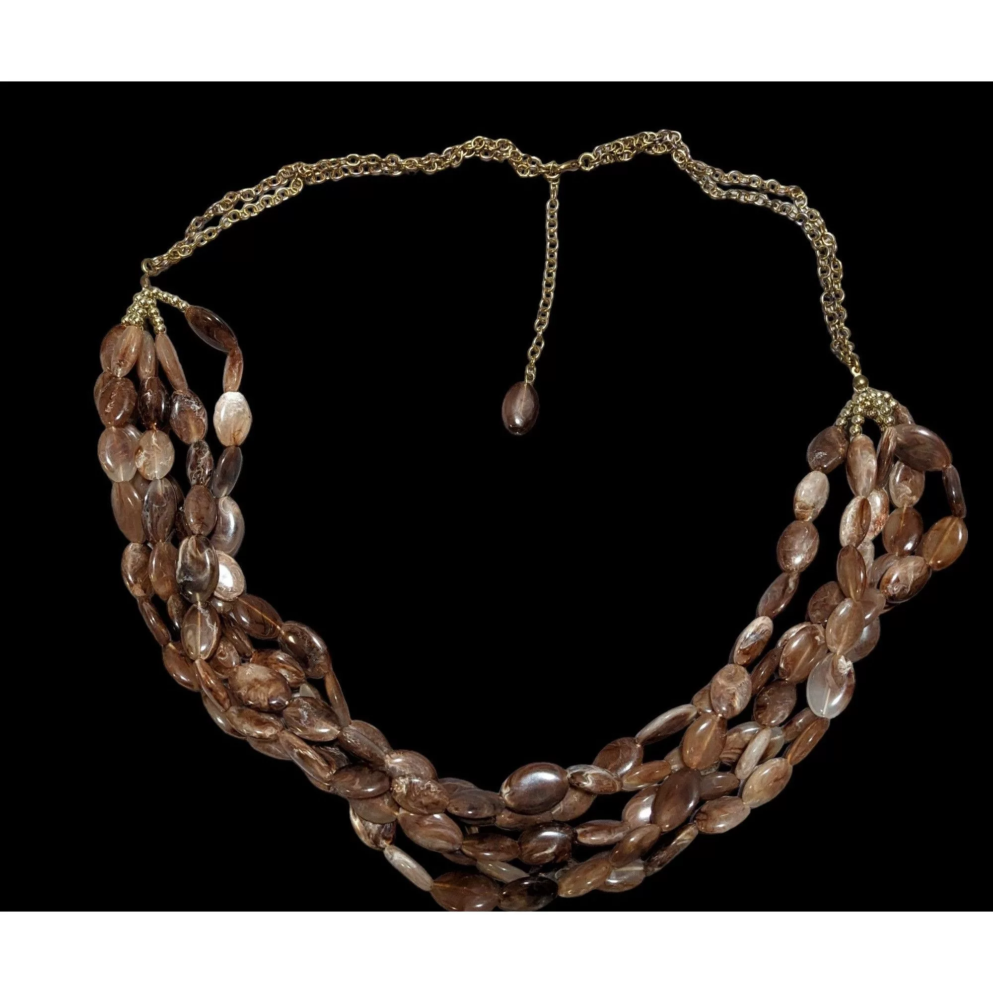Other Necklaces Other Earthy Multilayer Marbled Beaded Necklace Brown