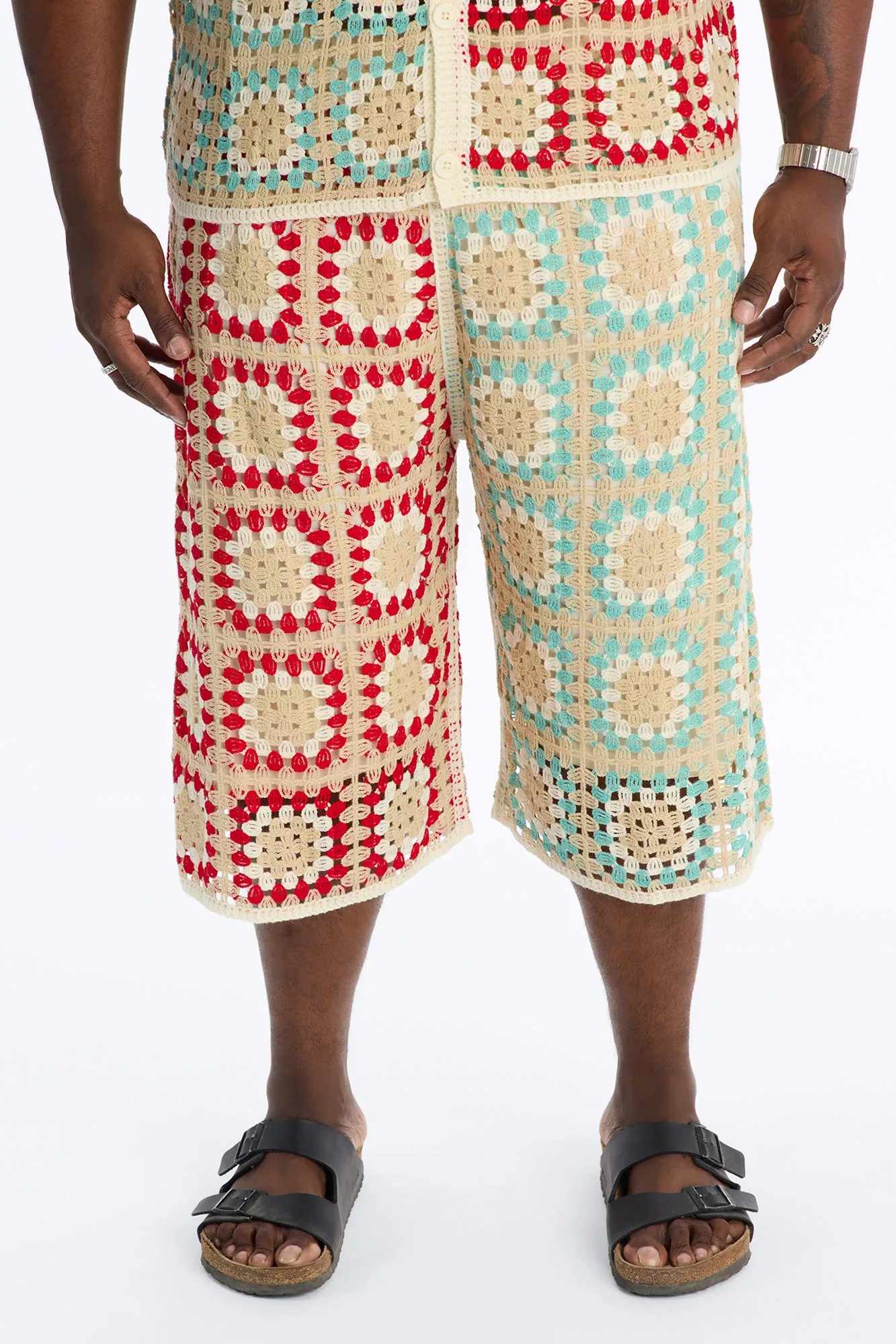 La Playa Crochet Cross Stitch Short - Multi Color