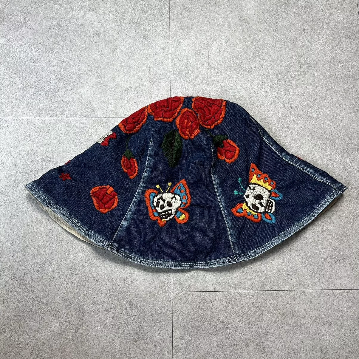 Kapital Hats Kapital × Kapital Kountry Kapital embroidery Skull Roses Hat Blue