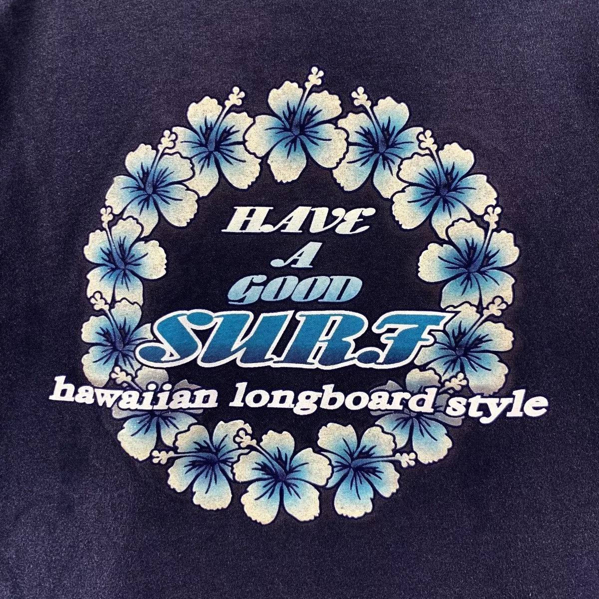 Vintage Short Sleeve T Shirts Vintage THIRDWAVE SURF HAWAI Longboard Floral Tee Shirt Blue