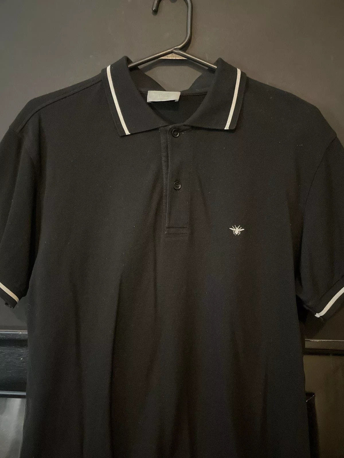 Dior Polos Dior Polo Shirt with Bee Embroidery Black