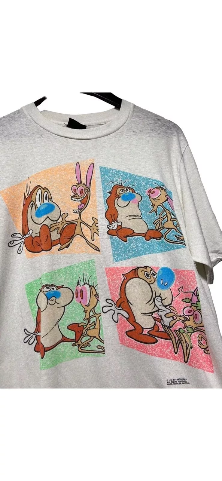 Changes Short Sleeve T Shirts Changes × Nickelodeon × Vintage Vintage 1991 Ren & Stimpy Nickelodeon T Shirt Size XL White