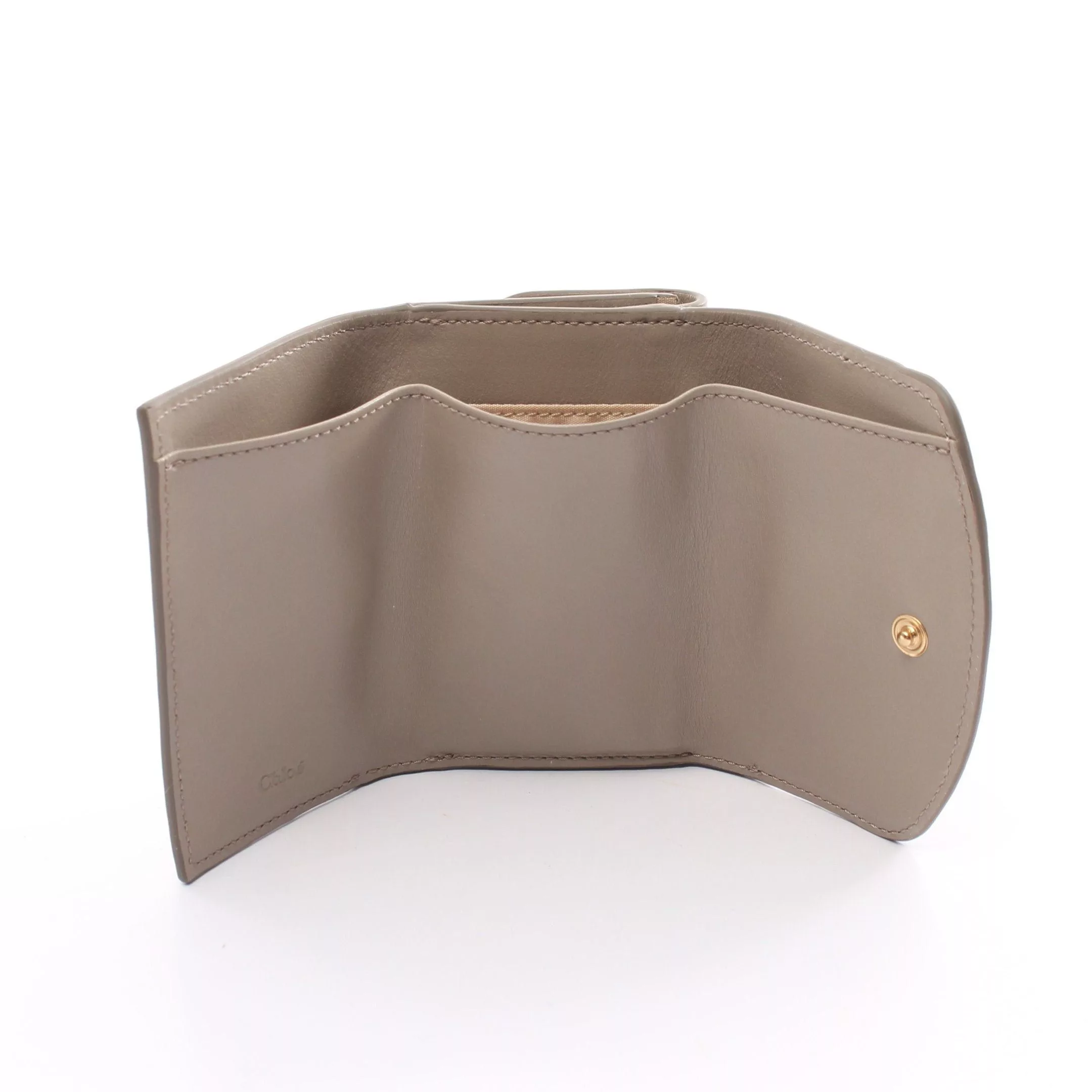 Chloe Wallets Chloe Chloe C Croesie Trifold Wallet Compact Leather Gray Beige