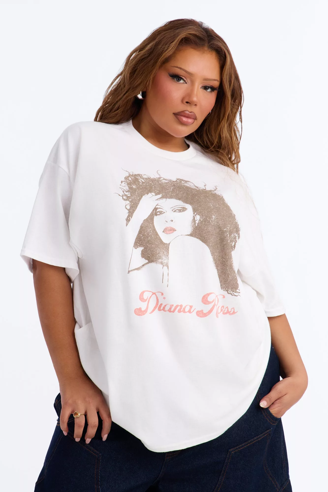 Diana Ross Classic Portrait Oversized Tee - White