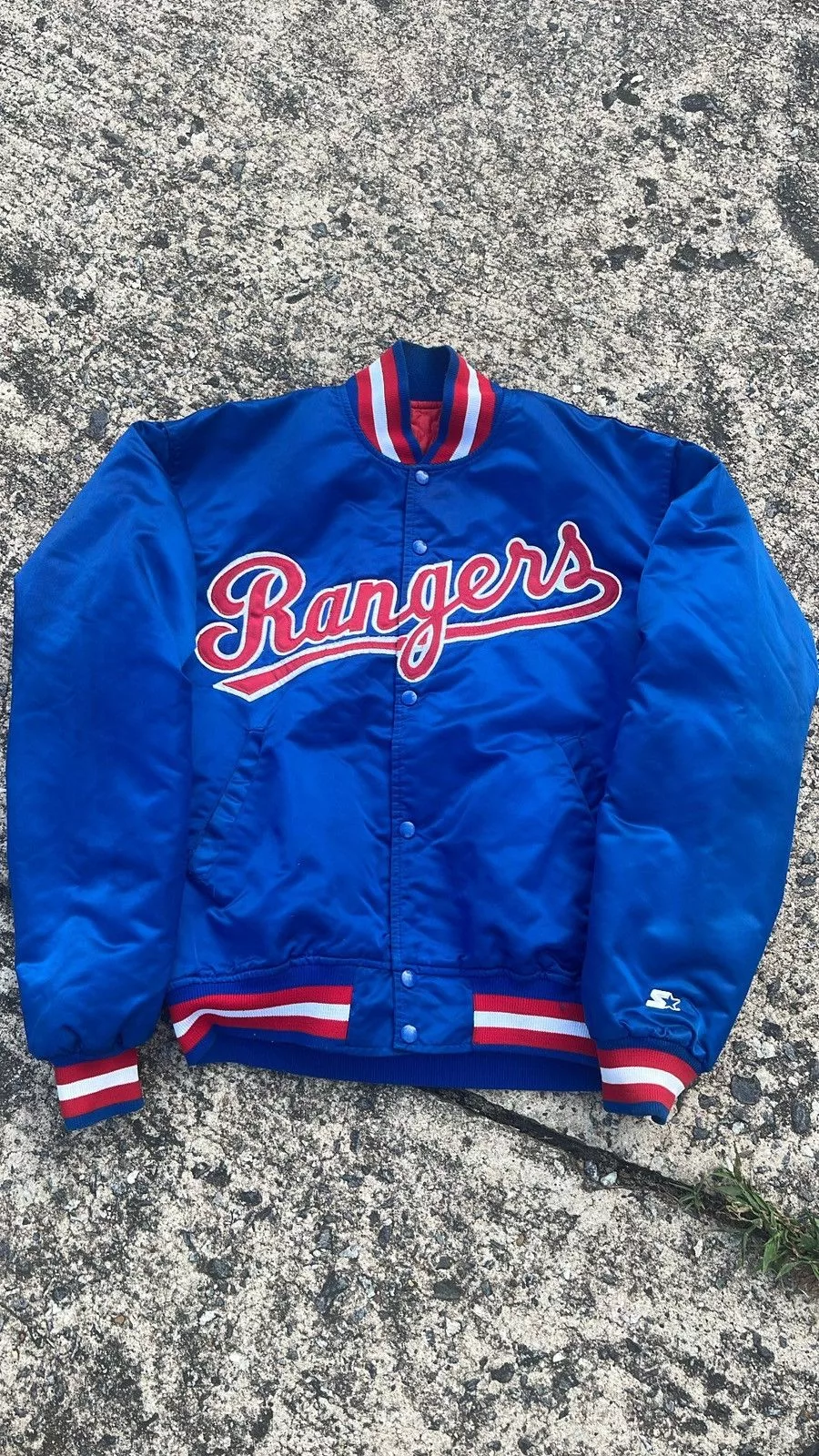 Starter Bombers 90’s Texas Rangers Starter Satin Jacket Blue