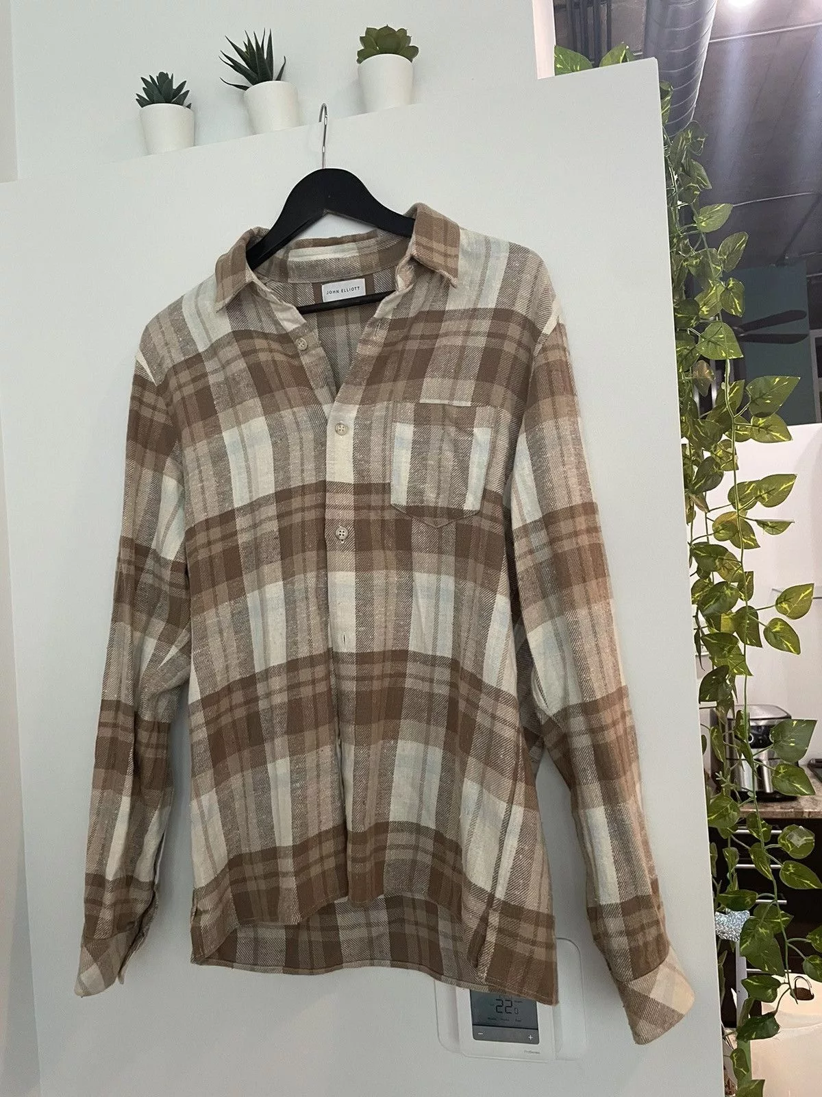 John Elliott Shirts Button Ups John Elliott John Elliot Beige Straight Hem Shirt Brown