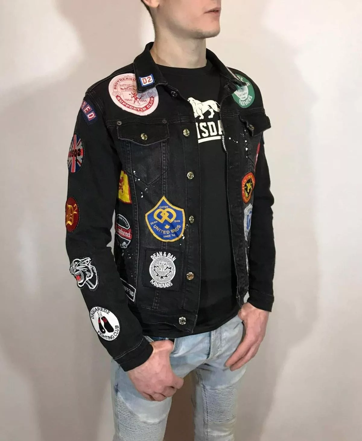 Dsquared2 Denim Jackets Dsquared2 made in Italy denim jacket with patch patches Black