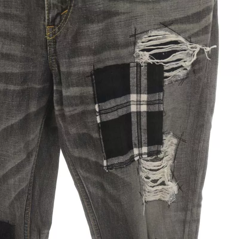 Junya Watanabe Denim Patchwork Damage Process Pants Gray