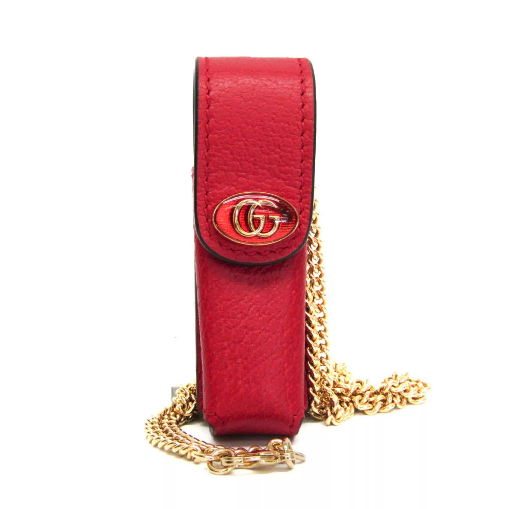 Gucci Miscellaneous Gucci Leather Lipstick Case Red Color 615998