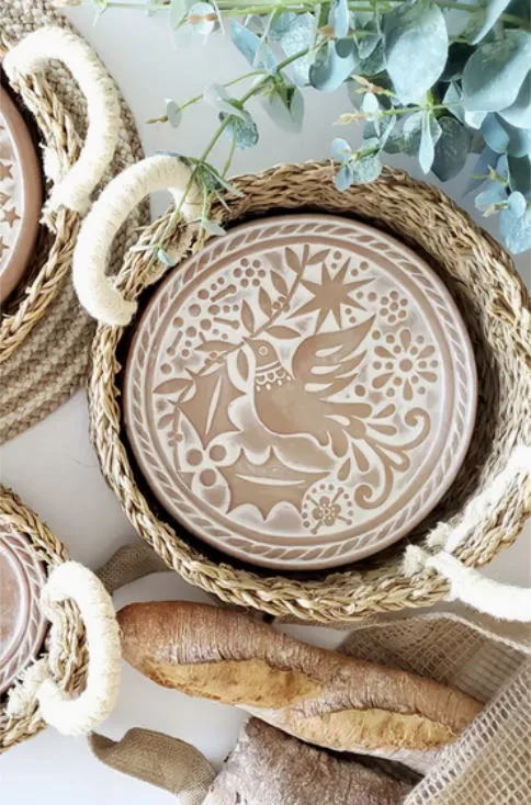 Bird Round  Bread Warmer & Wicker Basket