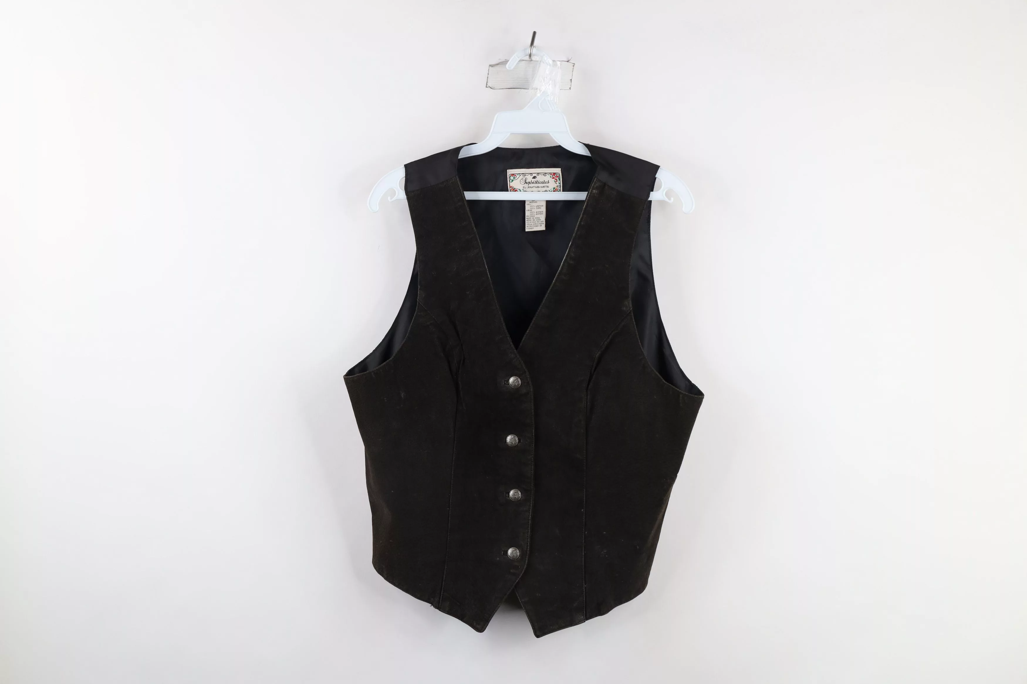Vintage Vests Vintage 90s Streetwear Tie Back Suede Leather Vest Jacket Brown