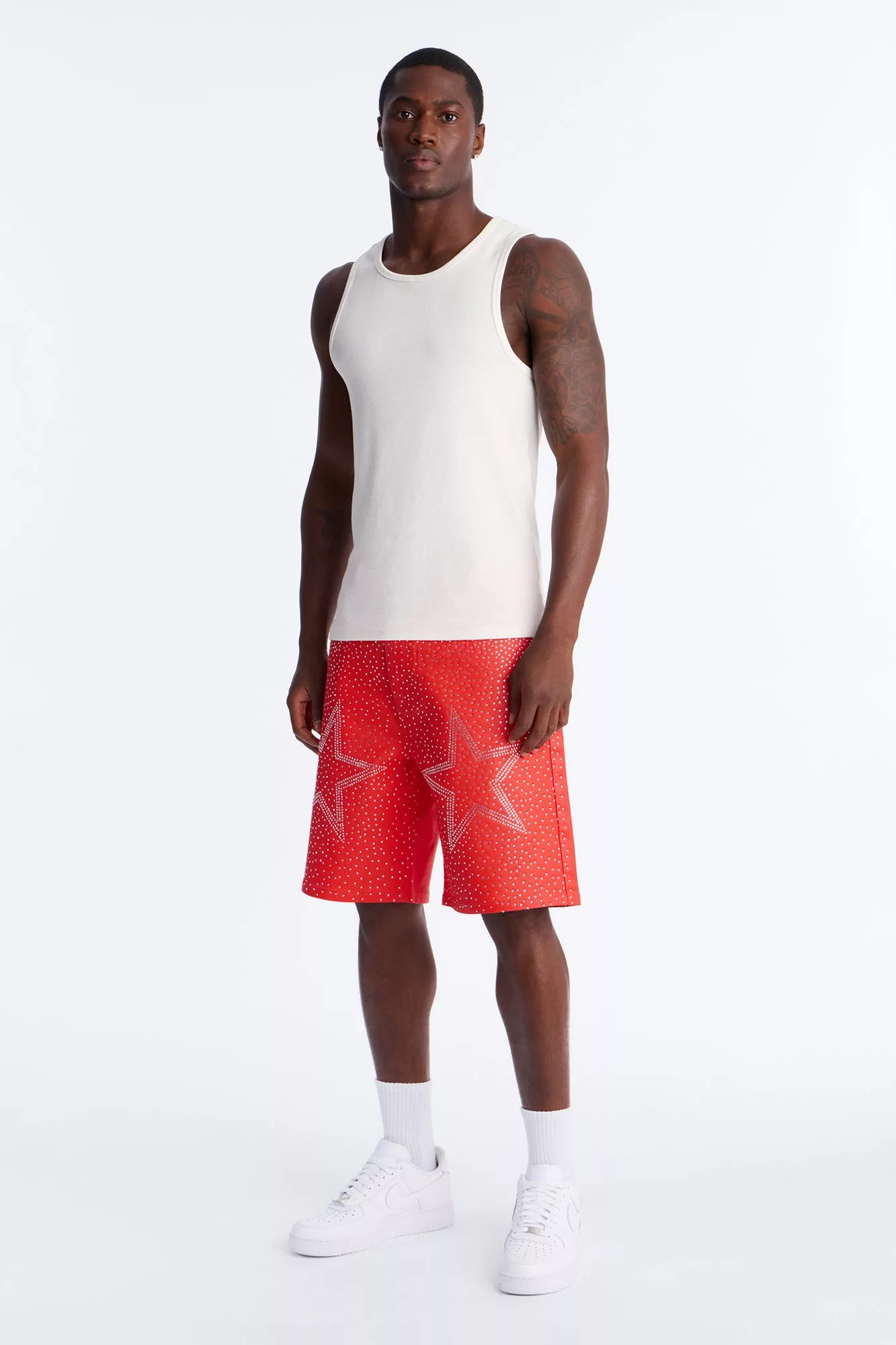 Relaxed Sidus Faux Leather Short - Red
