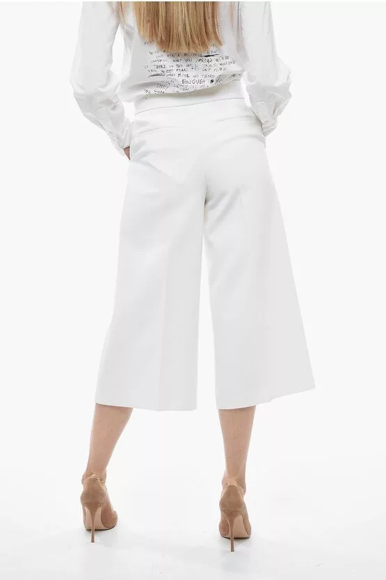 MSGM Pants MSGM og1mm0724 Cropped Fit Pants in White