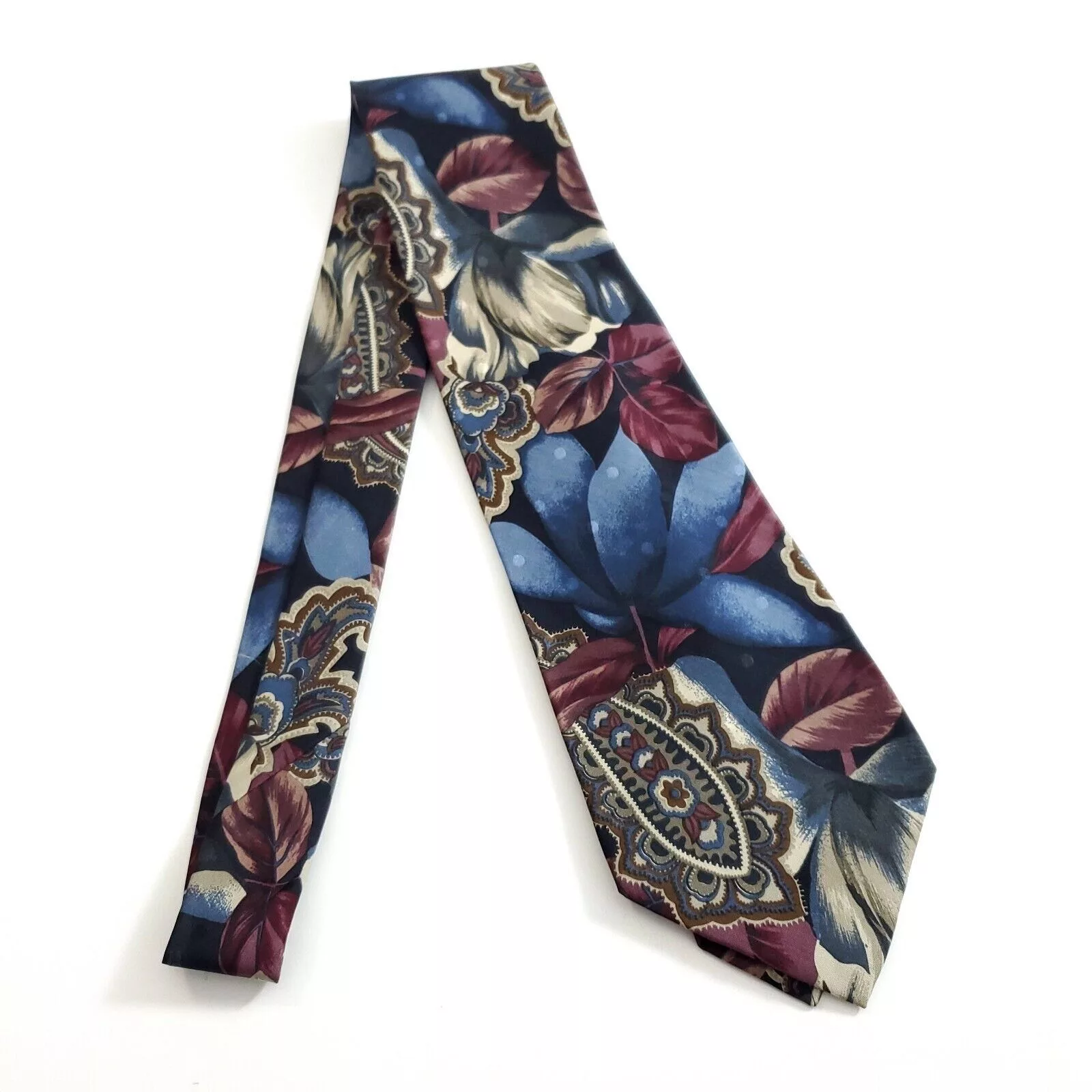 Robert Talbott Ties Pocketsquares Robert Talbott Omaggio Floral Print Blue Red Wide Silk Tie