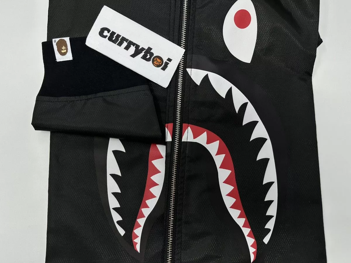 Bape Short Sleeve T Shirts BAPE Side Zip Shark Windbreaker Black