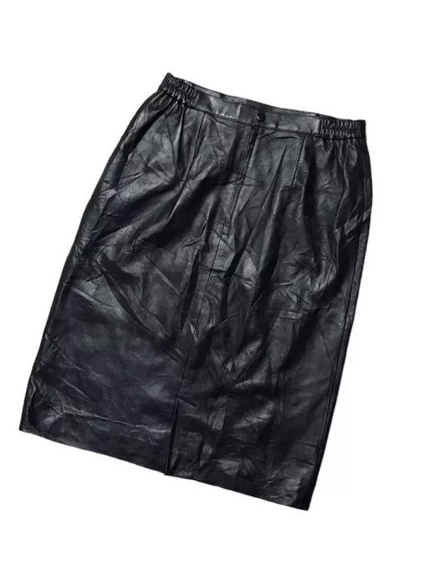 Genuine Leather Mini Skirts Genuine Leather × Vintage Goldiana Leather Skirt Black