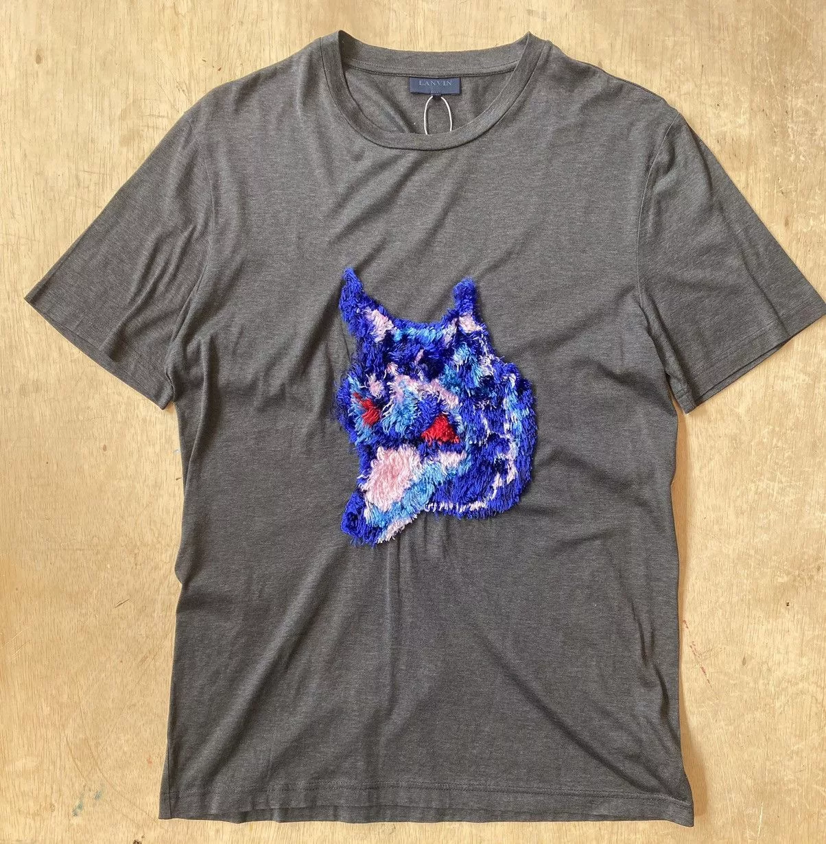 Lanvin Short Sleeve T Shirts LANVIN Tufted Wolf Tee Size S Gray