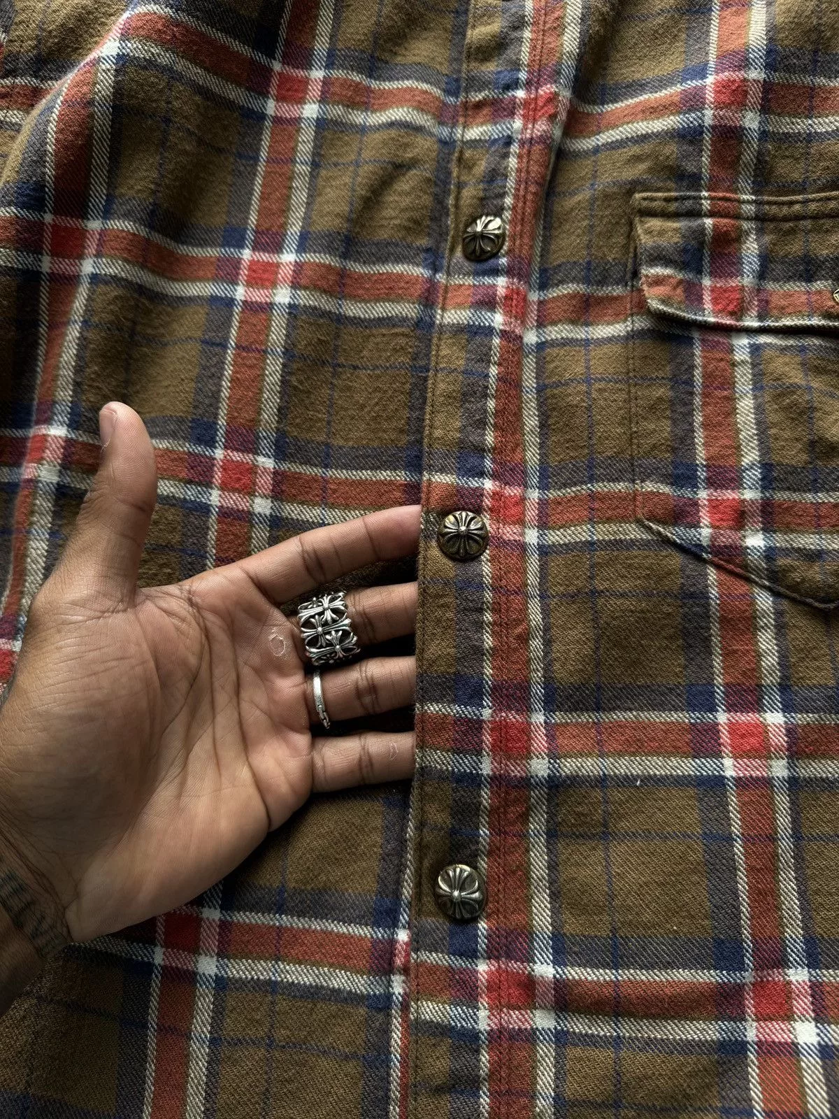 Chrome Hearts Shirts Button Ups Chrome Hearts Flannel Brown