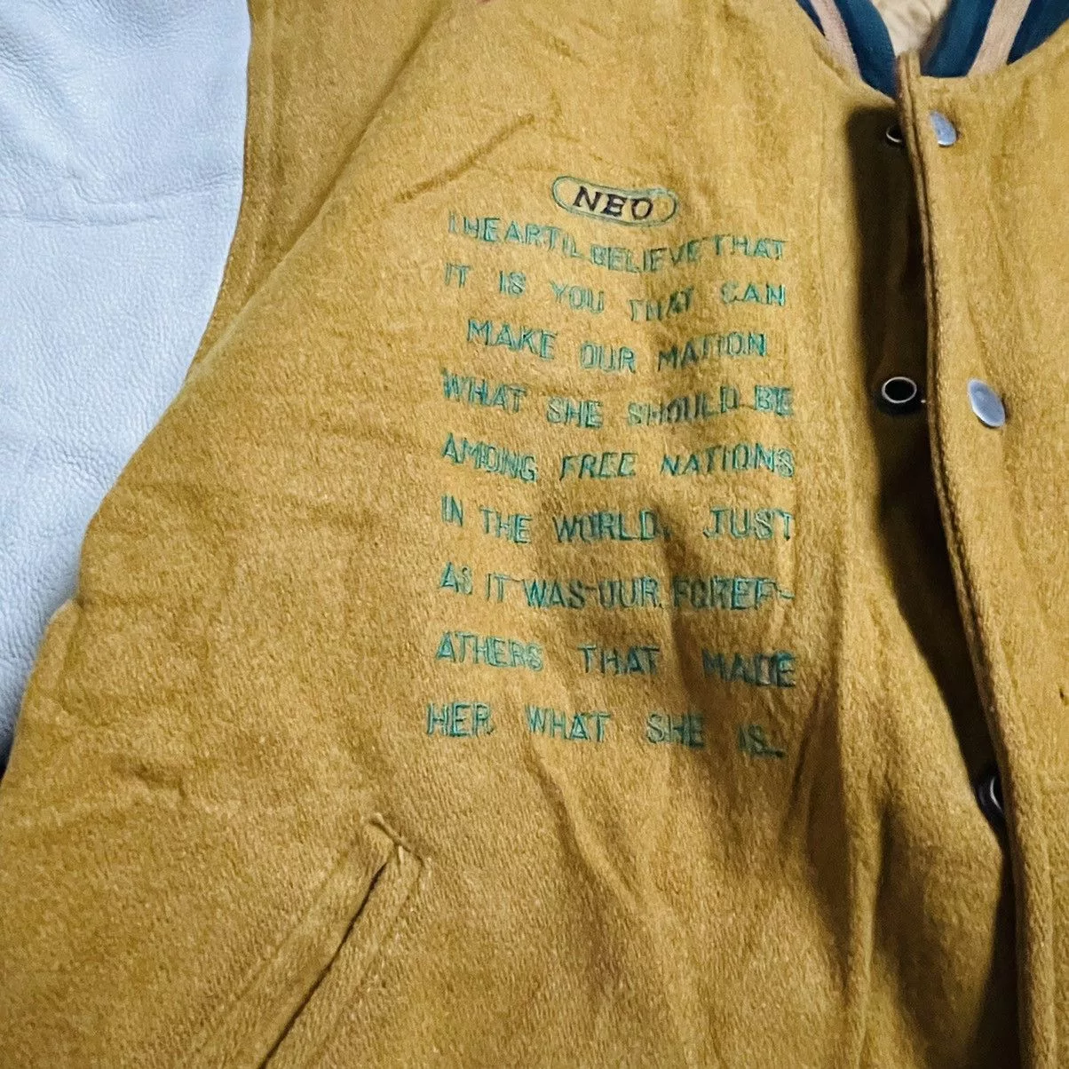 Vintage Leather Jackets Vintage Neo Blood Varsity Jacket Gold
