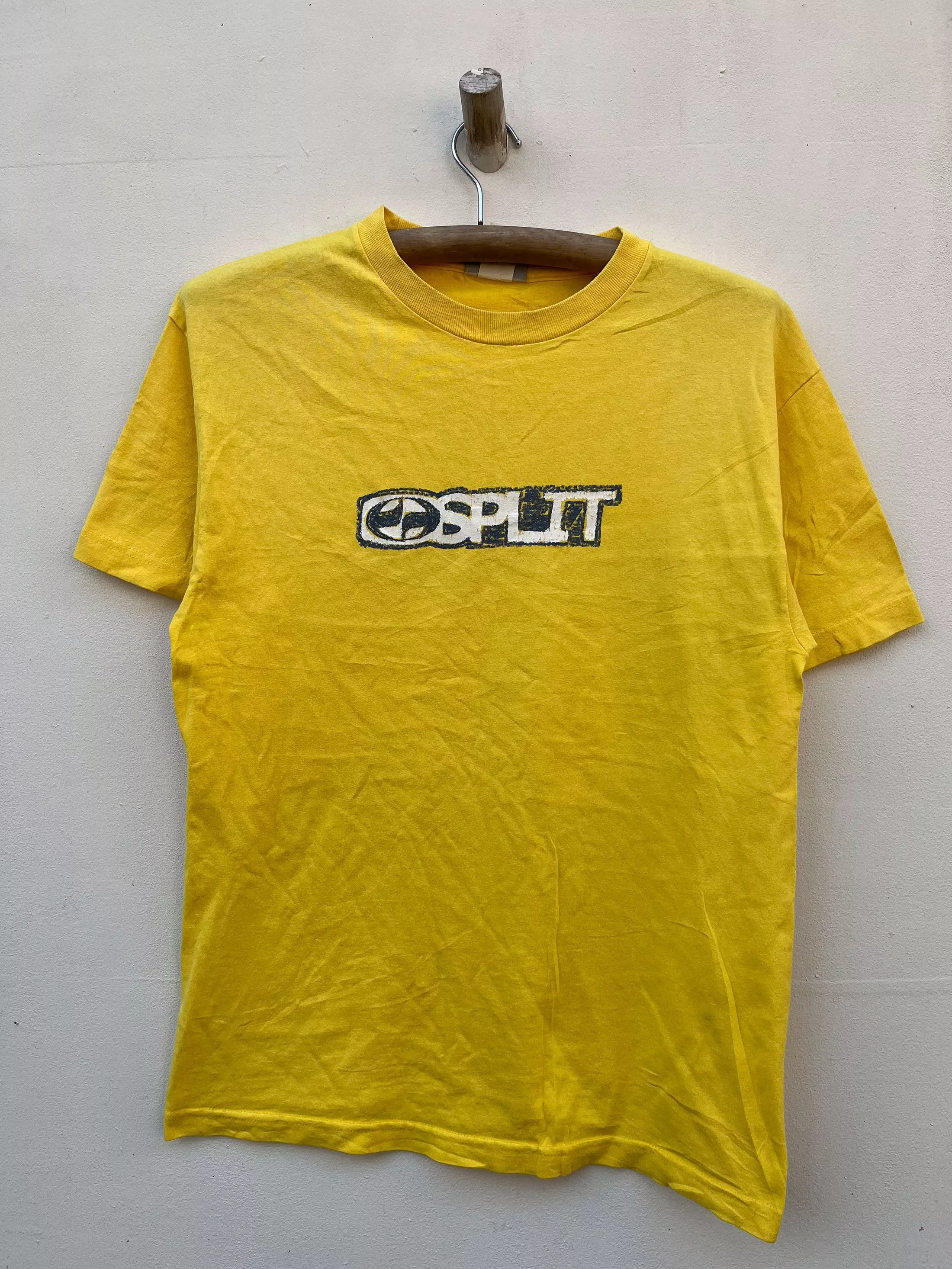 Split Short Sleeve T Shirts Vintage Split Sk8 Skateboarding Surfing 2000s Yellow Streetwear