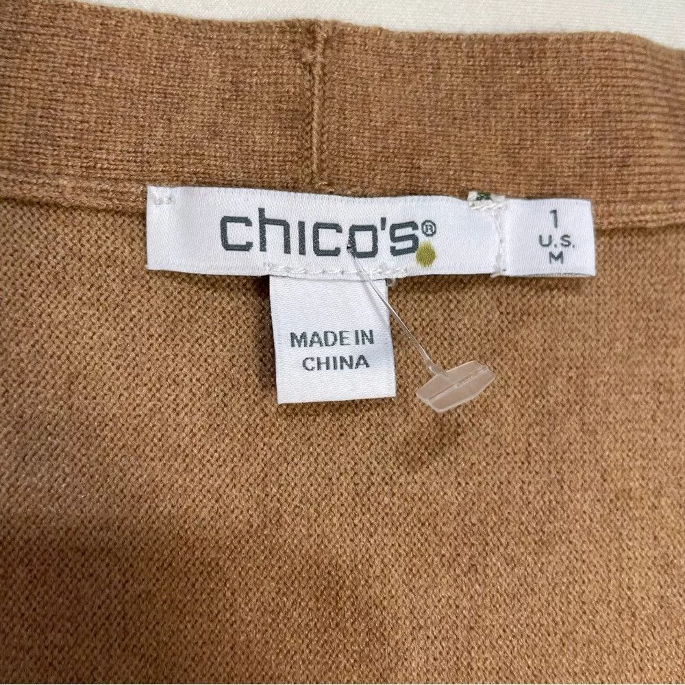 Chicos Sweaters Chicos New Chico's Caviar Bead V-Neck Pullover Tan Sweater Size 1 Brown