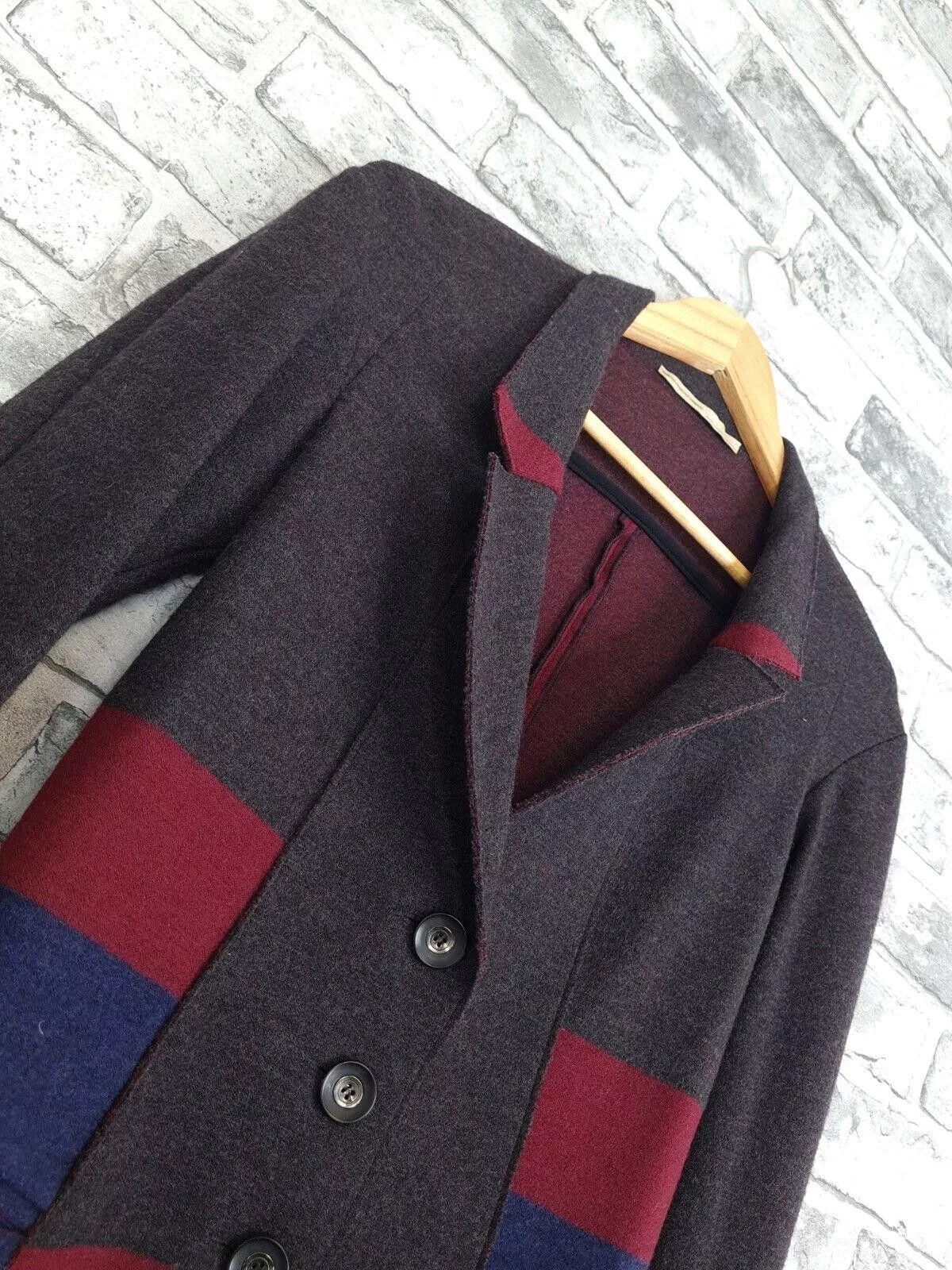 Marithe + Francois Girbaud Jackets Marithe + Francois Girbaud Marithe Francois Girbaud Jacket Uk 8 Patchwork Wool Blazer Gray