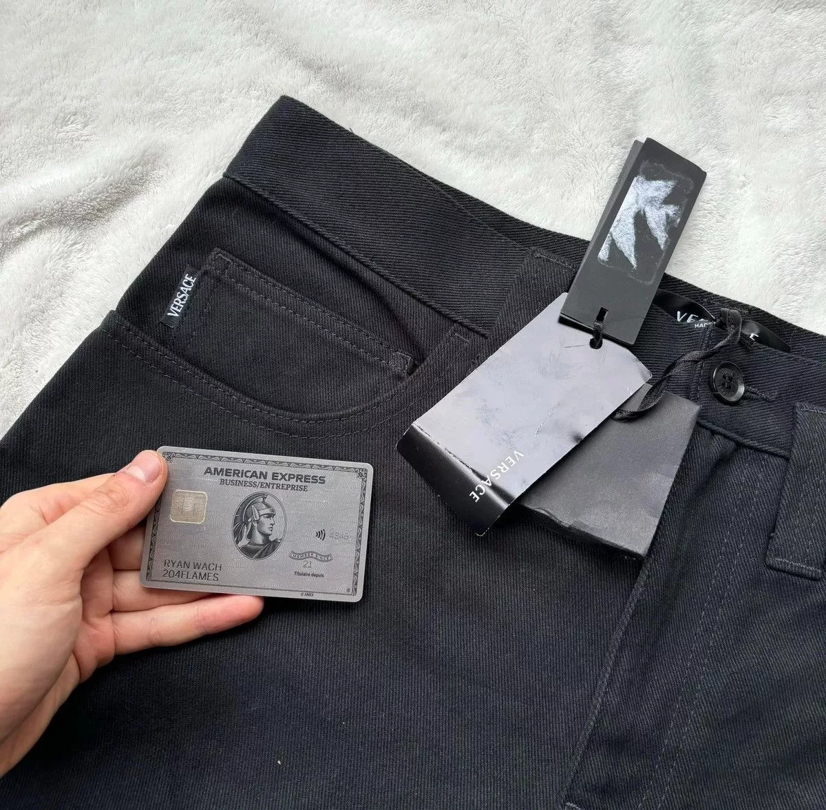Versace Denim Versace Black Oval Greca Logo Jeans