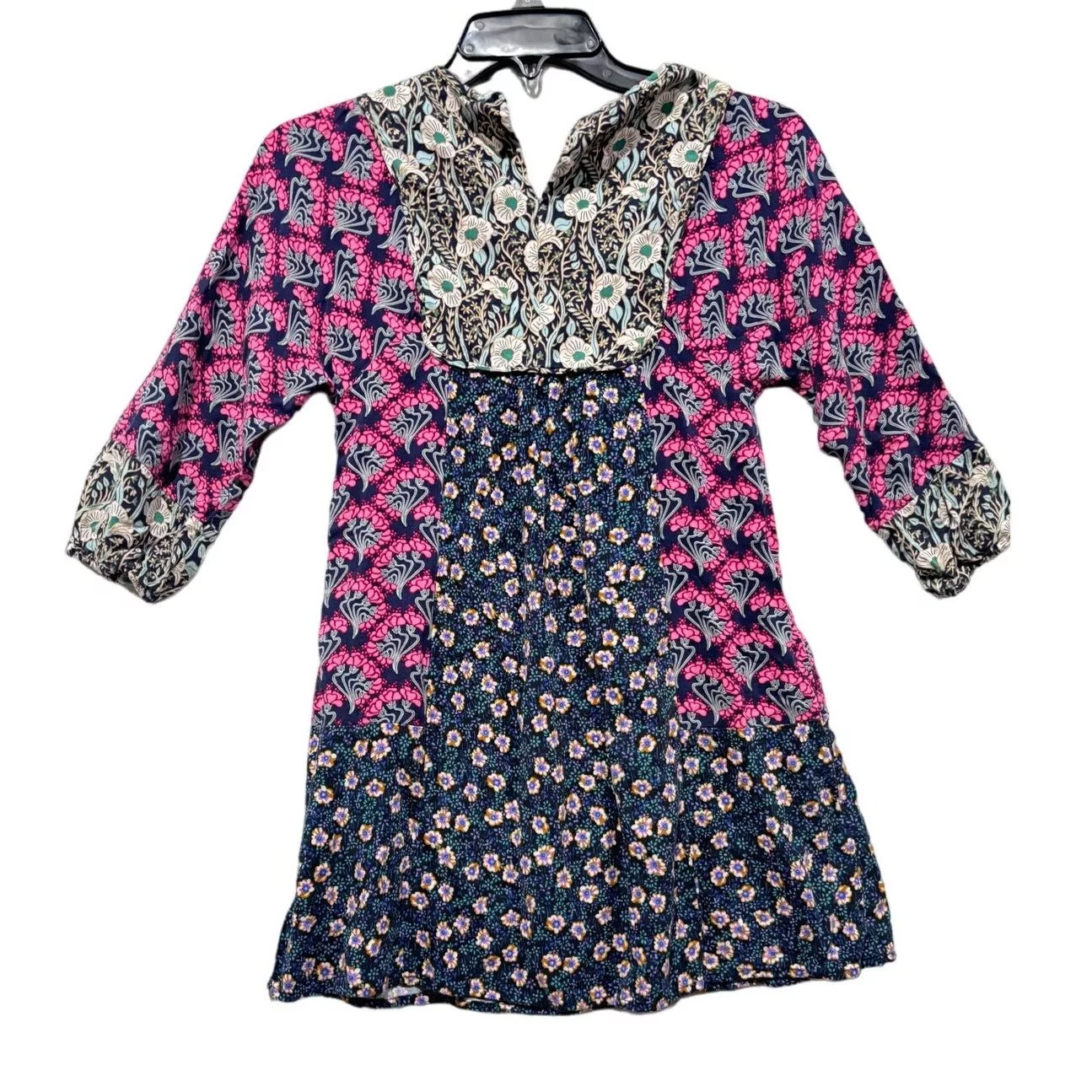 Zara Mini Dresses ZARA Patchwork Floral Abstract Print Long Sleeve Dress Sz 9 Multi