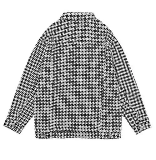 Other Light Jackets Other Houndstooth Print Button Up Coat Jacket Black Vintage