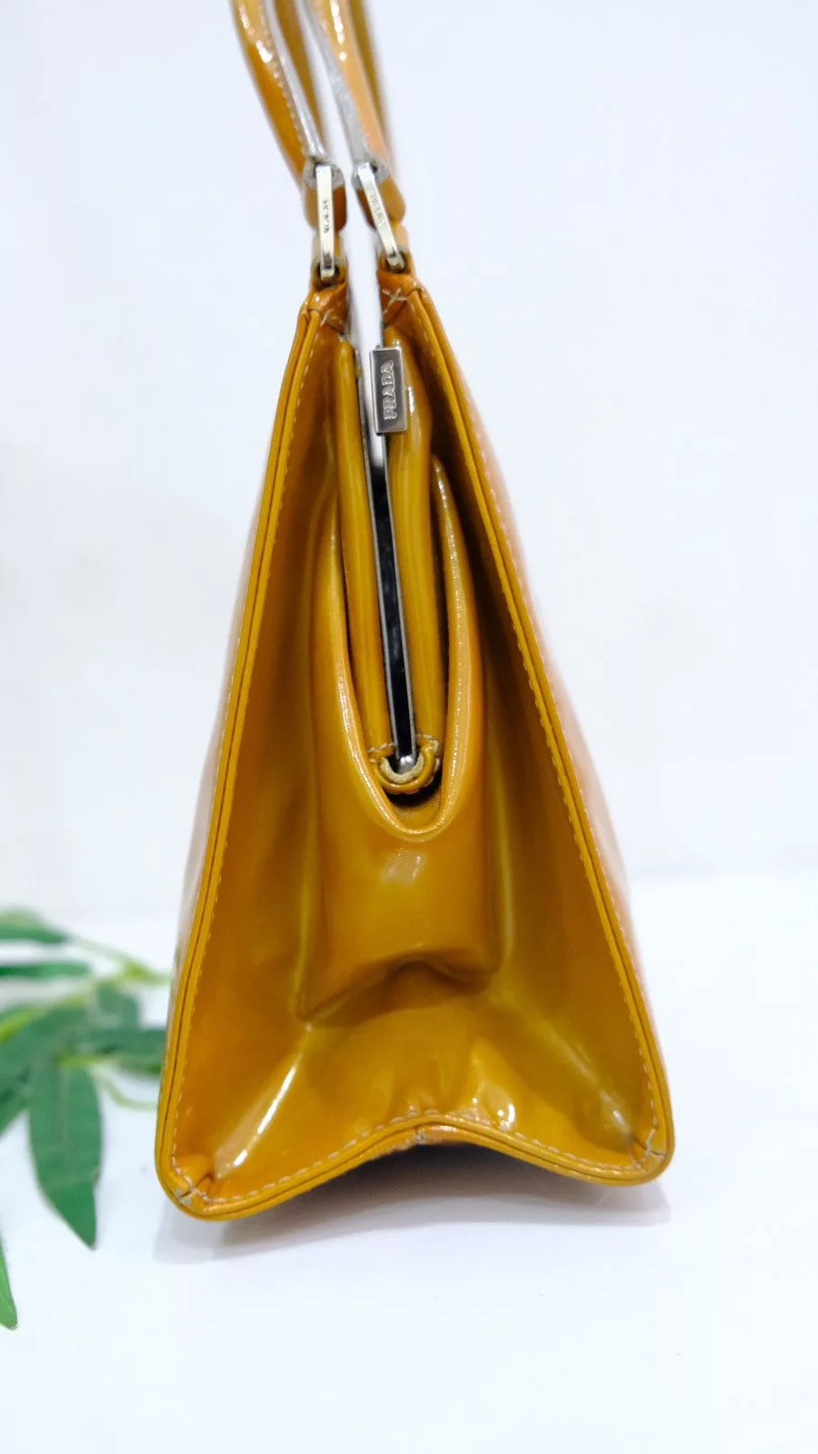 Prada Handle Bags Authentic Prada handbag yellow pattern leather