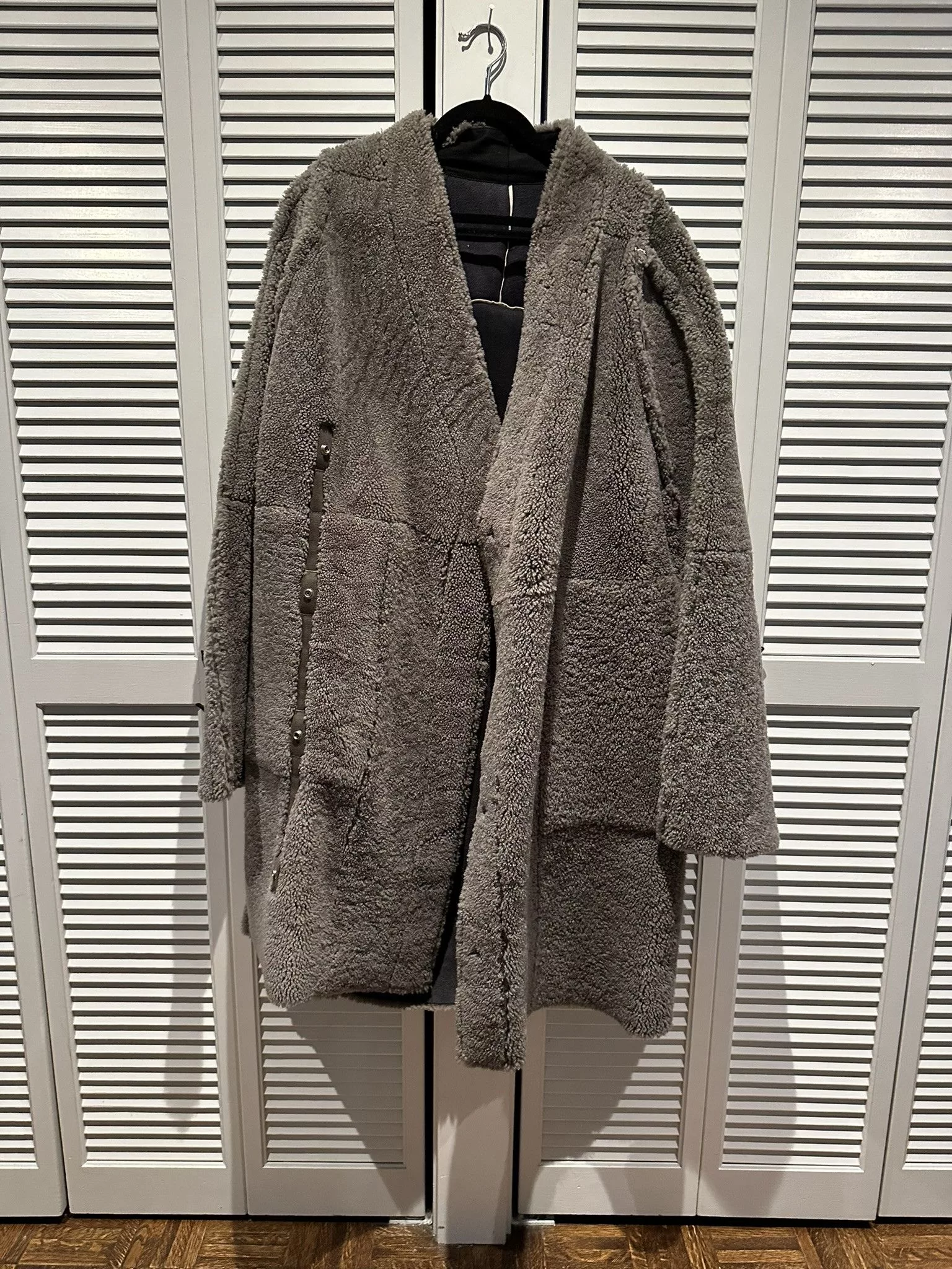 Rick Owens Heavy Coats Rick Owens Larry Zionic shearling coat Gray