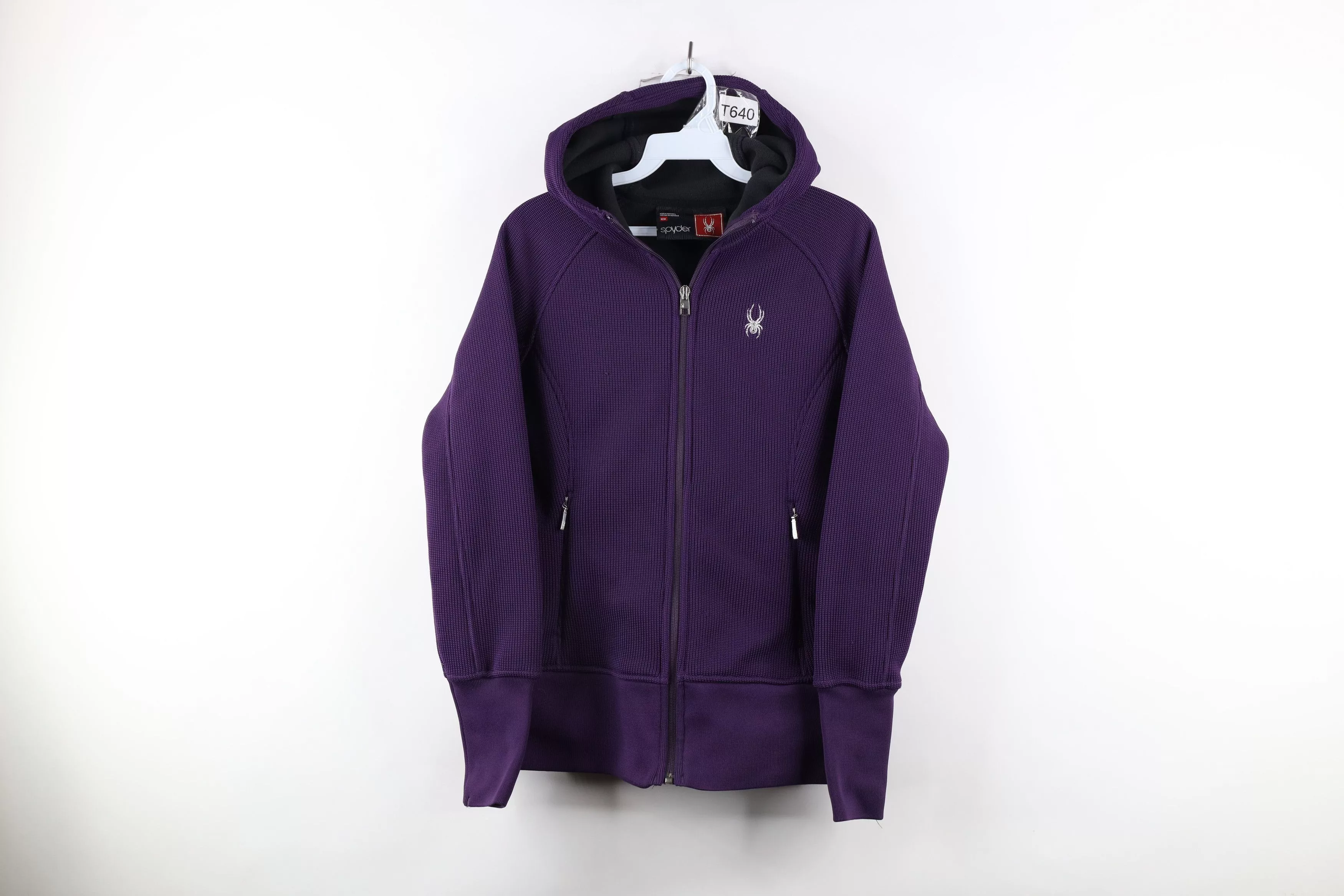 Spyder Jackets Spyder × Vintage Spyder Heavyweight Ribbed Knit Fleece Lined Sweater Jacket Purple