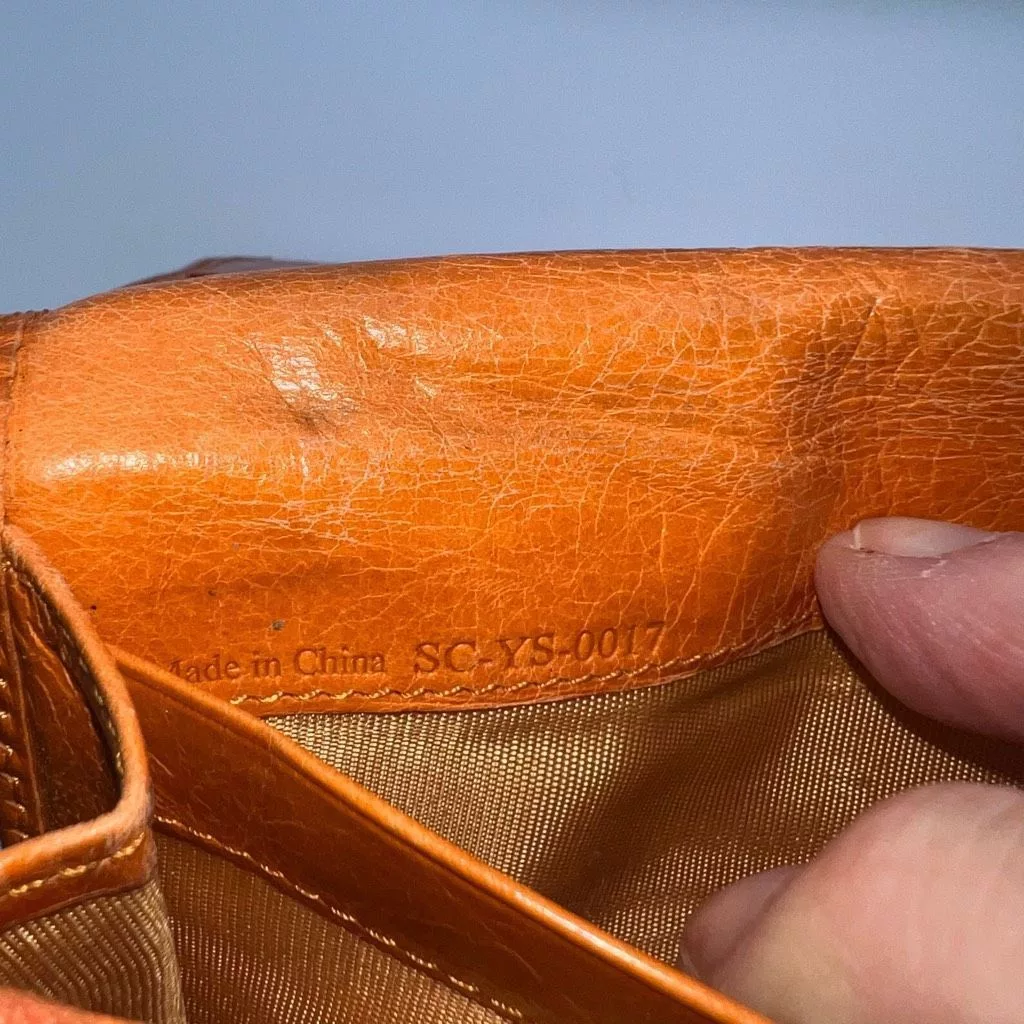 Celine Wallets CELINE RARE Embossed Macadam Long Leather Wallet with full inclusion Orange
