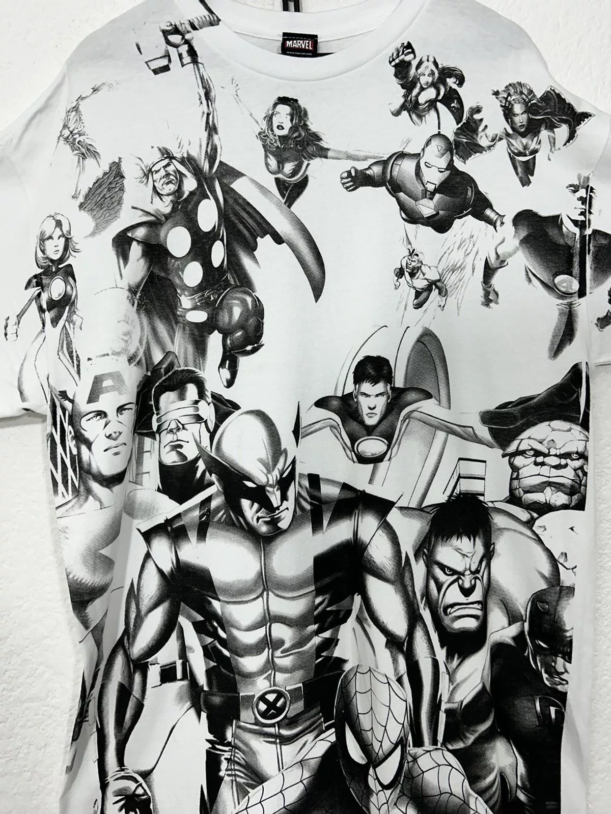 Marvel Comics Short Sleeve T Shirts Marvel Comics × Vintage 2000’s Mad Engine AOP Super Hero’s Rare White