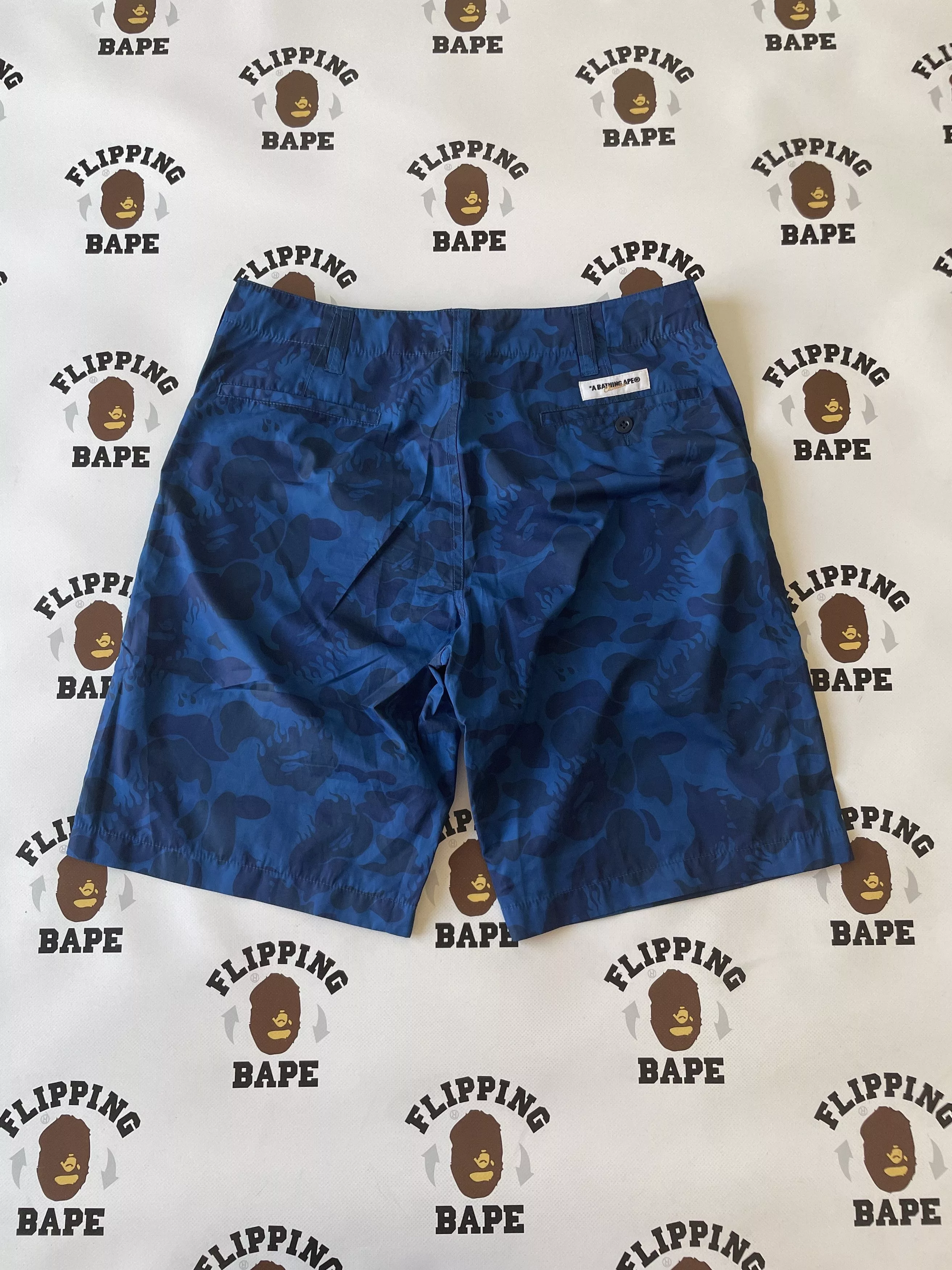 Bape Shorts Bape FIRE CAMO BEACH SHORTS Blue