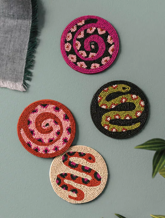 Coaster Set4 Beaded Gardenland