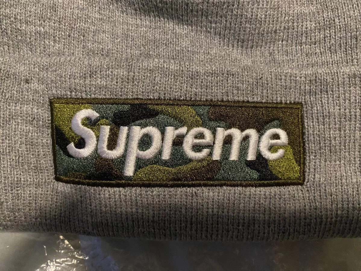 Supreme Hats Supreme FW23 Camo Box Logo Beanie Heather Gray