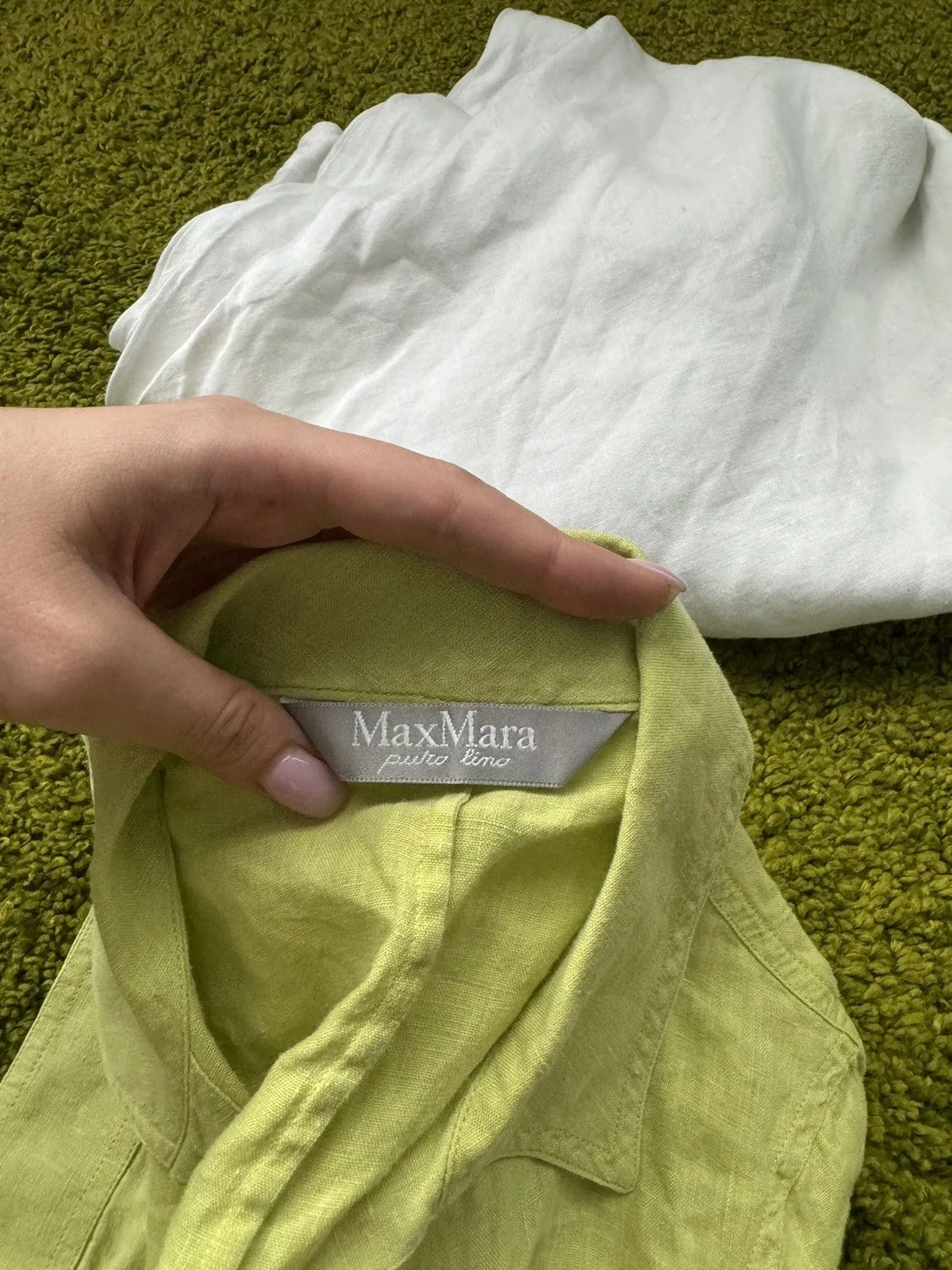 Designer Blouses Designer × Max Mara × Weekend Max Mara Max Mara 100% linen blouse shirt Green