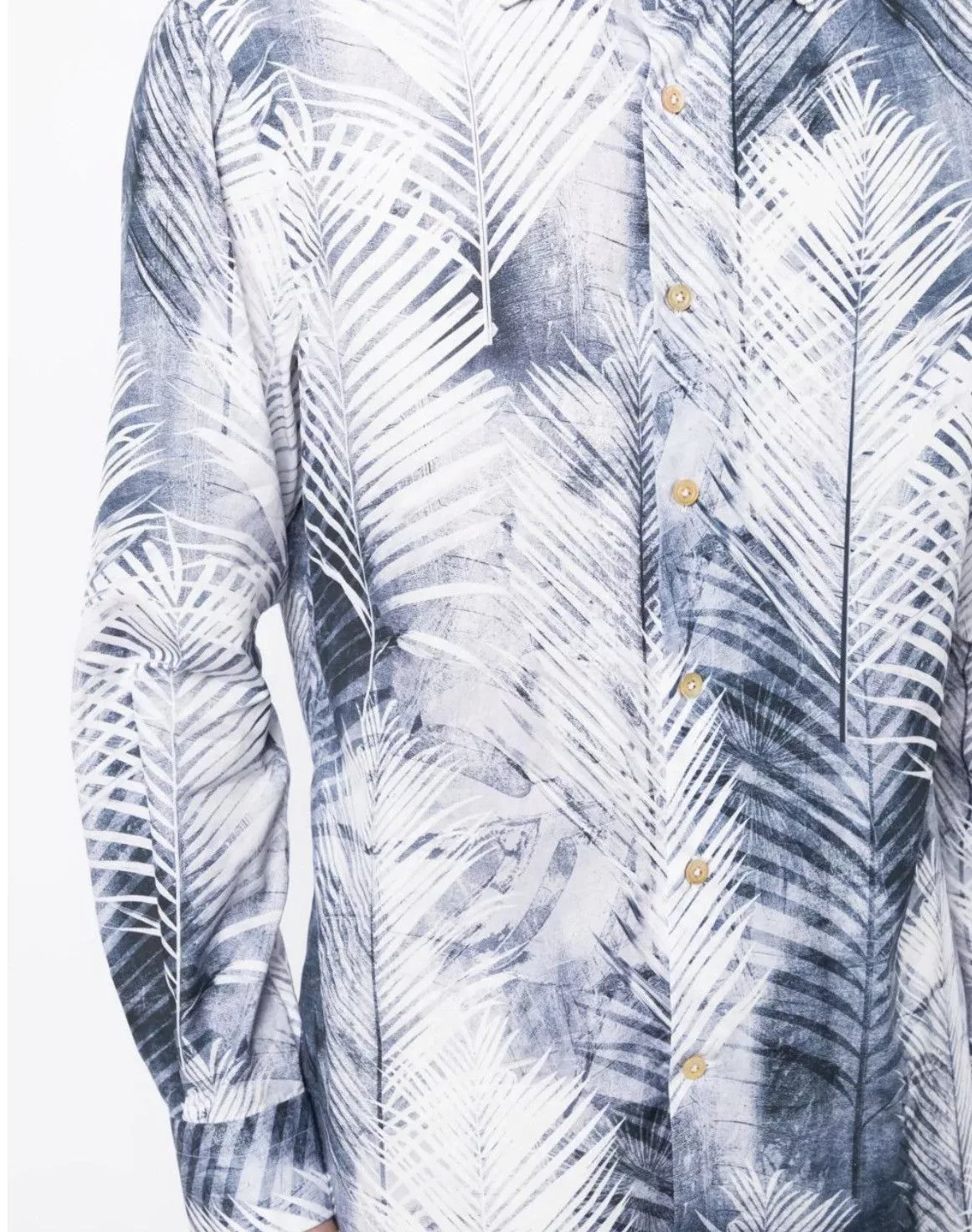 Kiton Shirts Button Ups Kiton Palm Tree Print Button-Up Shirt size 39/15.5 Blue