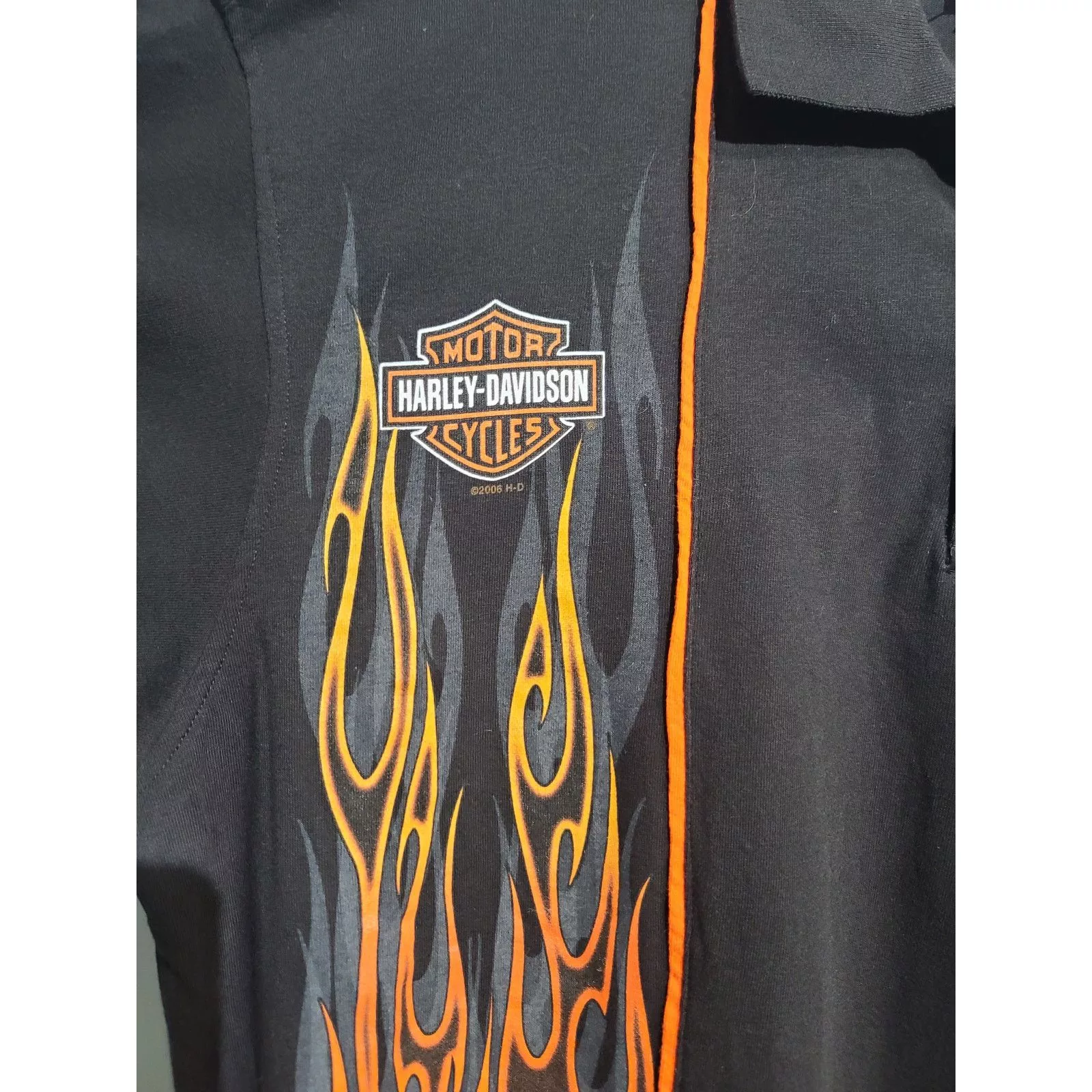 Harley Davidson Polos Harley Davidson Vintage Flame Polo Black
