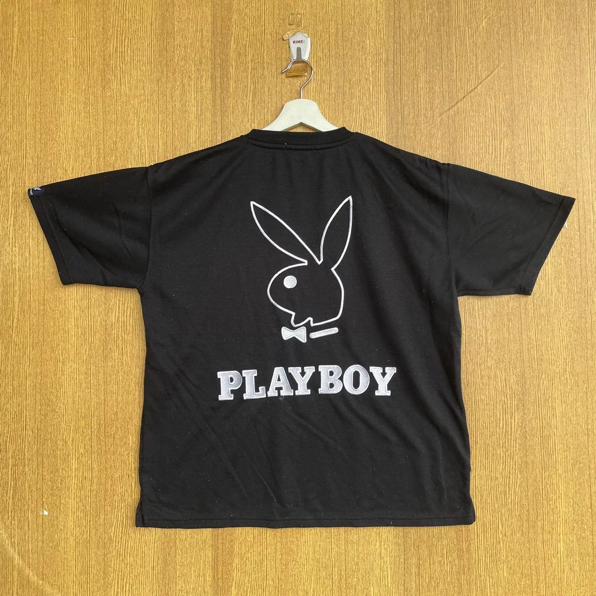 Playboy Short Sleeve T Shirts Playboy × Vintage Vintage Playboy Vneck Shirts Embroidered Big Logo Black
