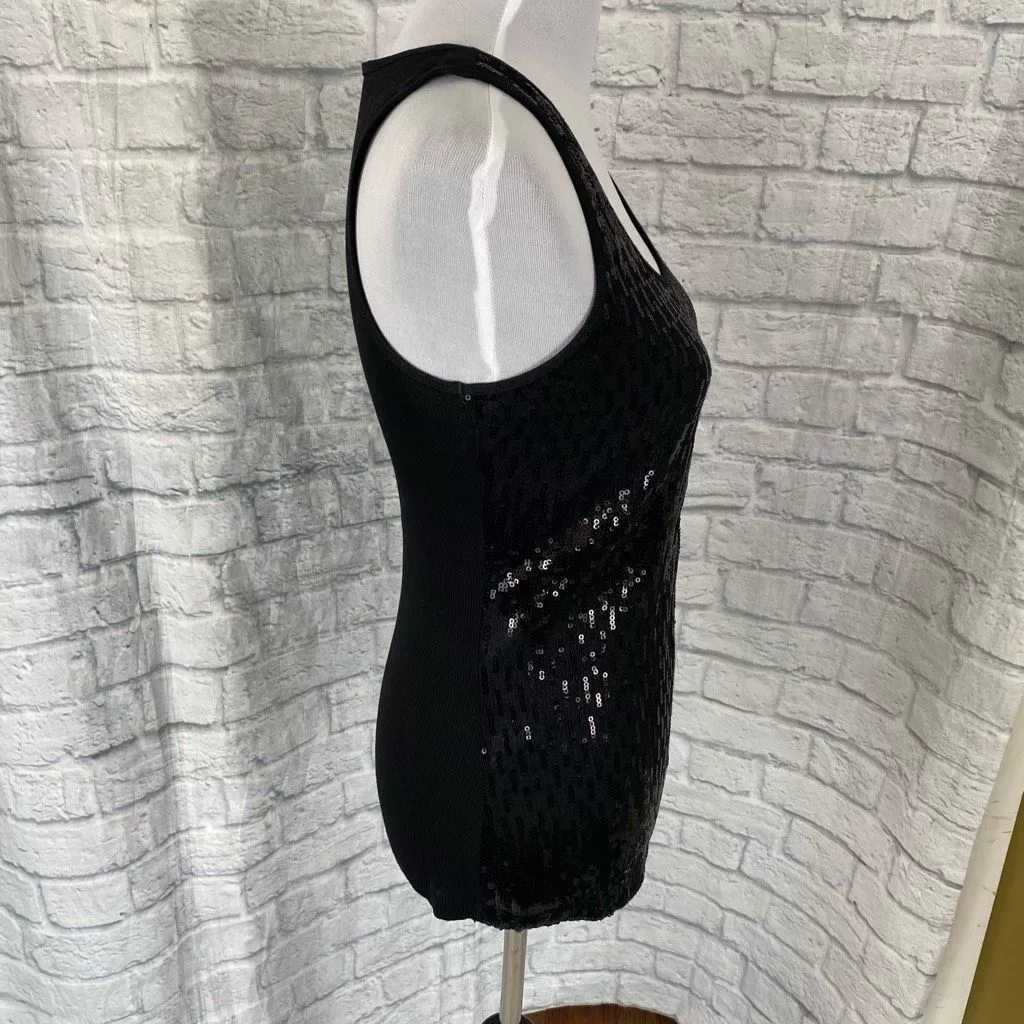 Express Tank Tops Express women M black sequin front ribbed tank top