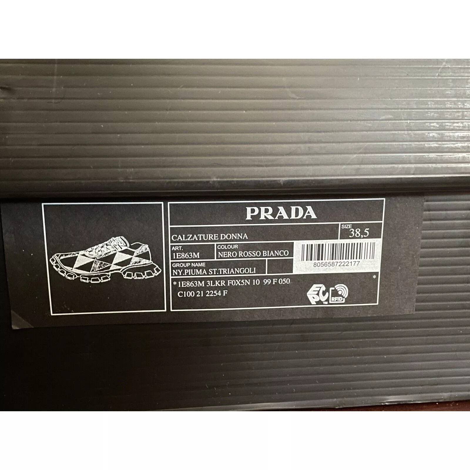 Prada Low Top Sneakers Prada 1E863M WHITE BLACK RED NYLON LOGO THUNDER LOW SNEAKERS 38.5