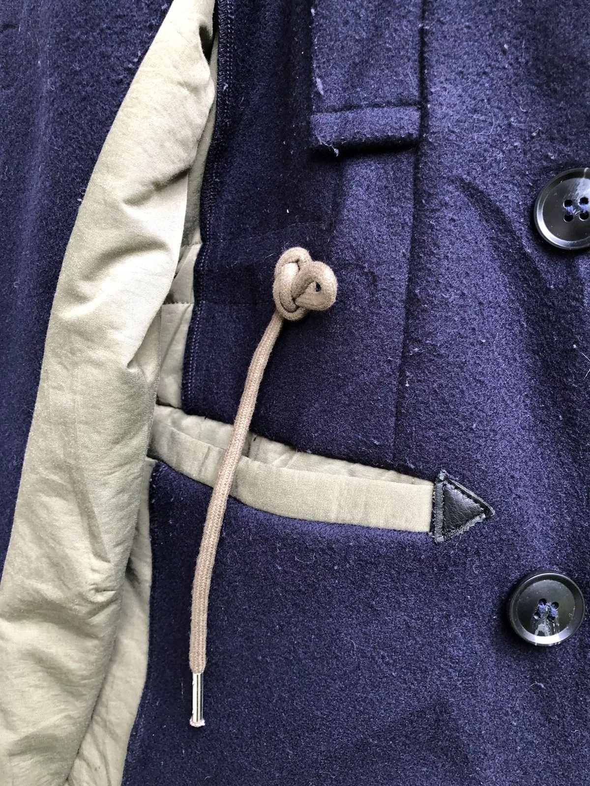 Designer Jackets Designer × Japanese Brand Bittoko Double Breast Reconstruct Nylon Wool Jacket Blue