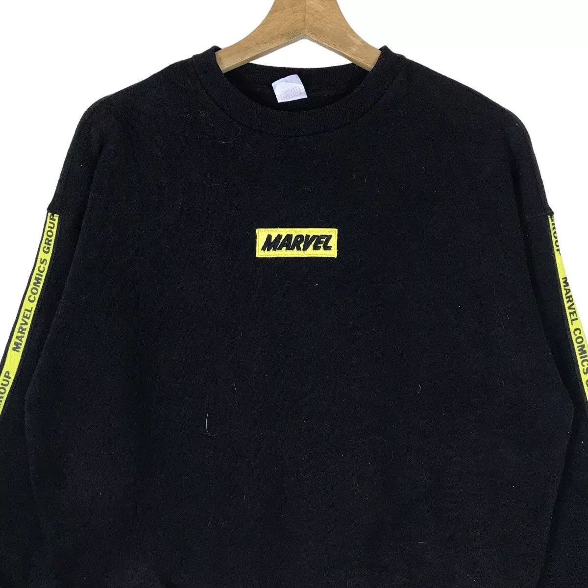 Marvel Comics Sweatshirts Hoodies Marvel Comics Vintage Marvel Mini Logo Pullover Jumper Sweatshirt Black