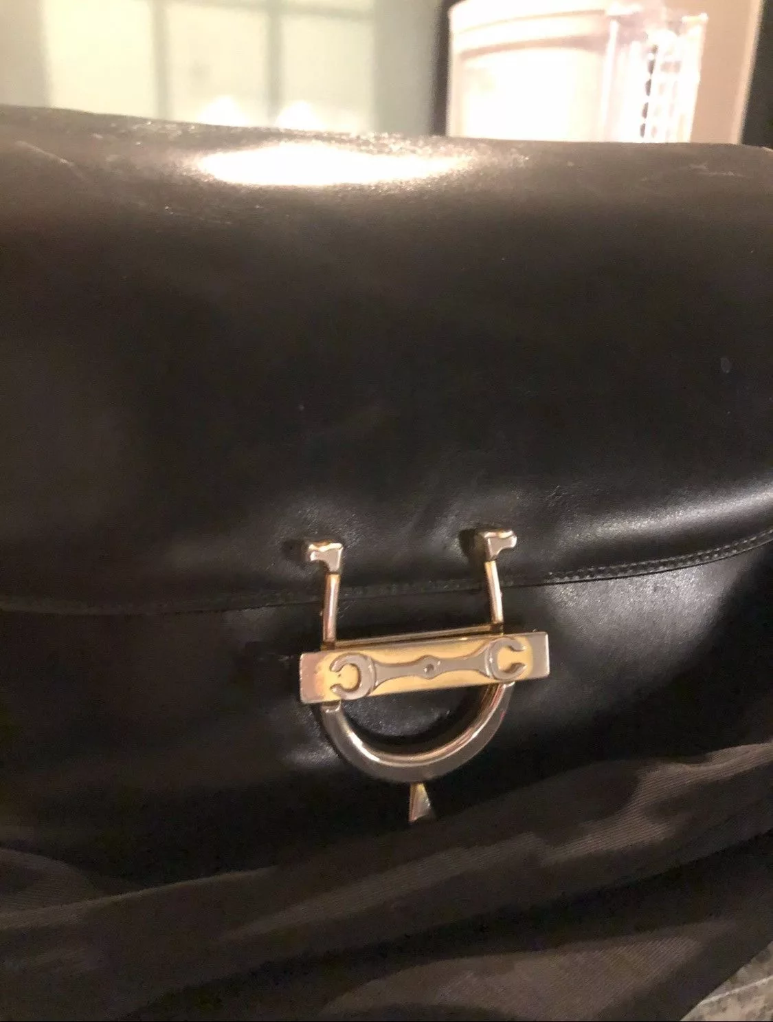 Celine Shoulder Bags Celine × Hedi Slimane × Vintage Celine - Authentic Vintage Triomphe Teen Bag - Worn Heavily Black