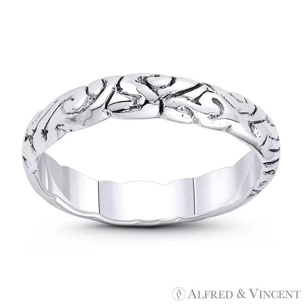 Other Rings Other 3.5mm Abstract Swirl Engraved Design Right Hand Ring Silver