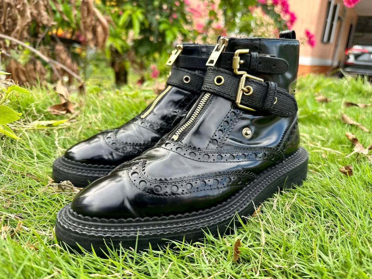 Burberry Boots Authentic Burberry Everdon Brogue Black Leather Ankle Boot